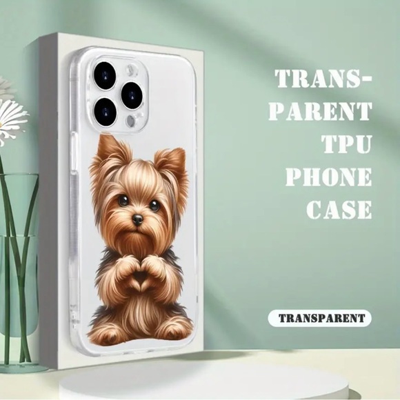 iPhone 15 / 15 Pro Max Phone Case Yorkie Heart Transparent  Shockproof Case - Picture 4 of 5